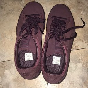 Maroon puma suede shoes